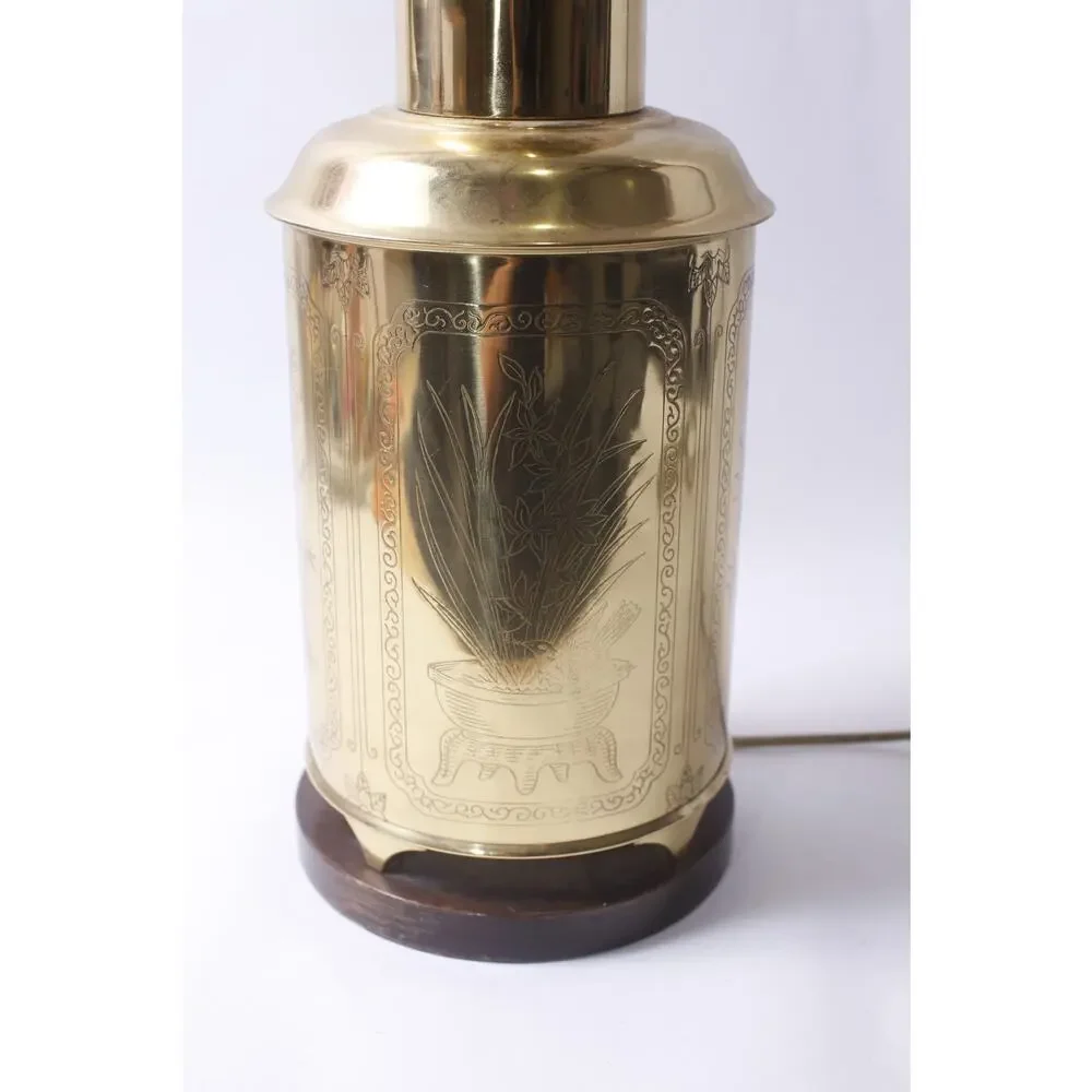 Vintage Brass Tea Canister Lamp Chinoiserie Gold-tone Asian style~260702-WH 1171